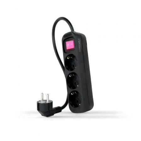 Regleta con Interruptor Nanocable 10.38.0003-BK/ 3 Tomas de Corriente/ Cable 1.4m/ Negra - PixelPlaza