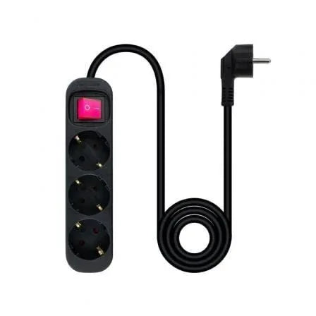 Regleta con Interruptor Nanocable 10.38.0003-BK/ 3 Tomas de Corriente/ Cable 1.4m/ Negra - PixelPlaza