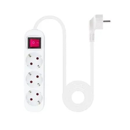 Regleta con Interruptor Nanocable 10.38.0003/ 3 Tomas de Corriente/ Cable 1.4m/ Blanca - PixelPlaza