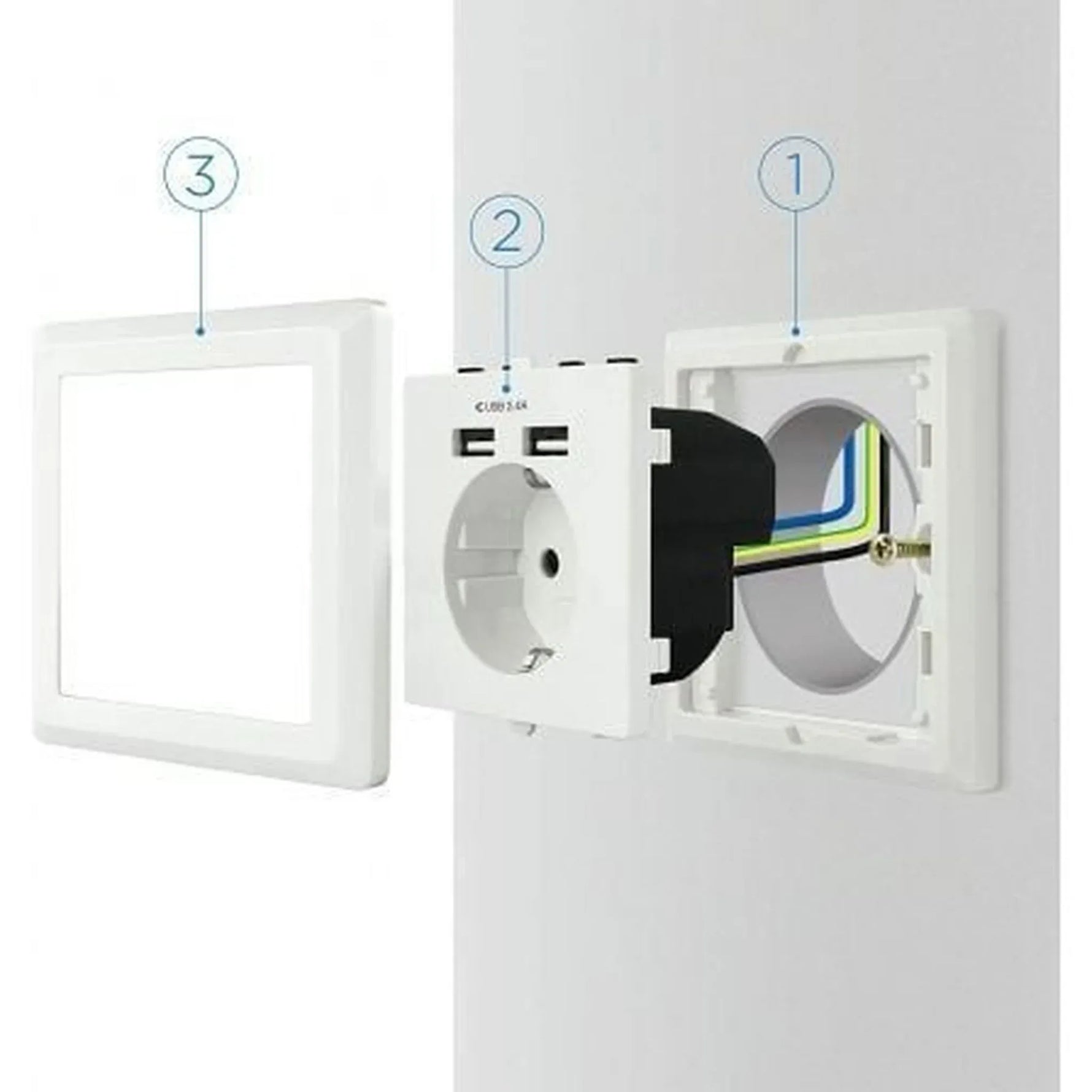 Roseta de Pared Nanocable 10.35.0010/ 1 Schuko/ 2 USB - PixelPlaza