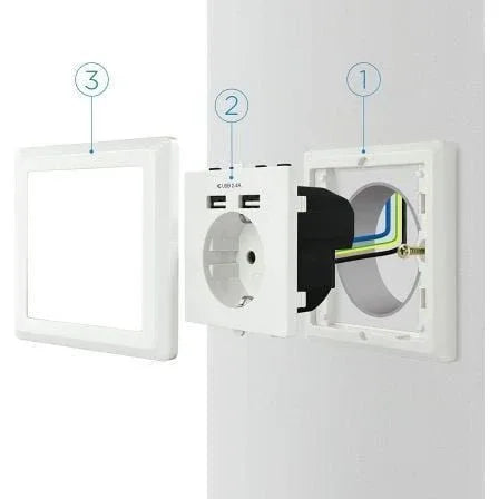 Roseta de Pared Nanocable 10.35.0010/ 1 Schuko/ 2 USB - PixelPlaza