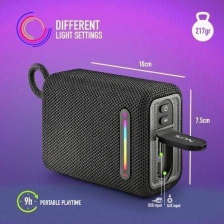 Altavoz con Bluetooth NGS Roller Furia 1/ 15W/ 2.0/ Negro - PixelPlaza