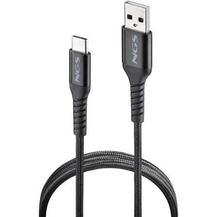 Cable USB 2.0 NGS KNOT-AC/ USB Macho - USB Tipo-C Macho/ 480Mbps/ 1m/ Negro - PixelPlaza