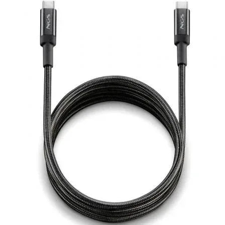 Cable USB 2.0 Tipo-C NGS KNOT/ USB Tipo-C Macho - USB Tipo-C Macho/ Hasta 100W/ 480Mbps/ 3m/ Negro - PixelPlaza