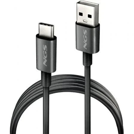 Cable USB 2.0 NGS ZYRO-AC/ USB Macho - USB Tipo-C Macho/ Hasta 15W/ 480Mbps/ 1m/ Negro - PixelPlaza