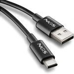 Cable USB 2.0 NGS ZYRO-AC/ USB Macho - USB Tipo-C Macho/ Hasta 15W/ 480Mbps/ 1m/ Negro - PixelPlaza