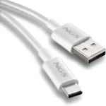 Cable USB 2.0 NGS ZYRO-AC/ USB Macho - USB Tipo-C Macho/ Hasta 15W/ 480Mbps/ 1m/ Blanco - PixelPlaza
