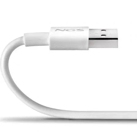 Cable USB 2.0 NGS ZYRO-AC/ USB Macho - USB Tipo-C Macho/ Hasta 15W/ 480Mbps/ 1m/ Blanco - PixelPlaza