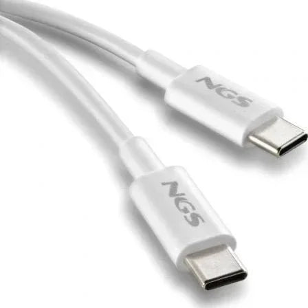 Cable USB 2.0 Tipo-C NGS ZYRO 60W-1/ USB Tipo-C Macho - USB Tipo-C Macho/ Hasta 60W/ 480Mbps/ 1m/ Blanco - PixelPlaza