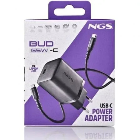 Cargador de Pared GaN NGS Bud 65W/ 1xUSB Tipo-C/ 65W - PixelPlaza