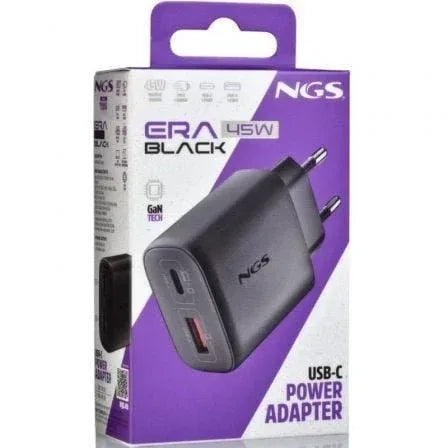Cargador de Pared GaN NGS Era 45W/ 1xUSB Tipo-C/ 1xUSB/ 45W - PixelPlaza