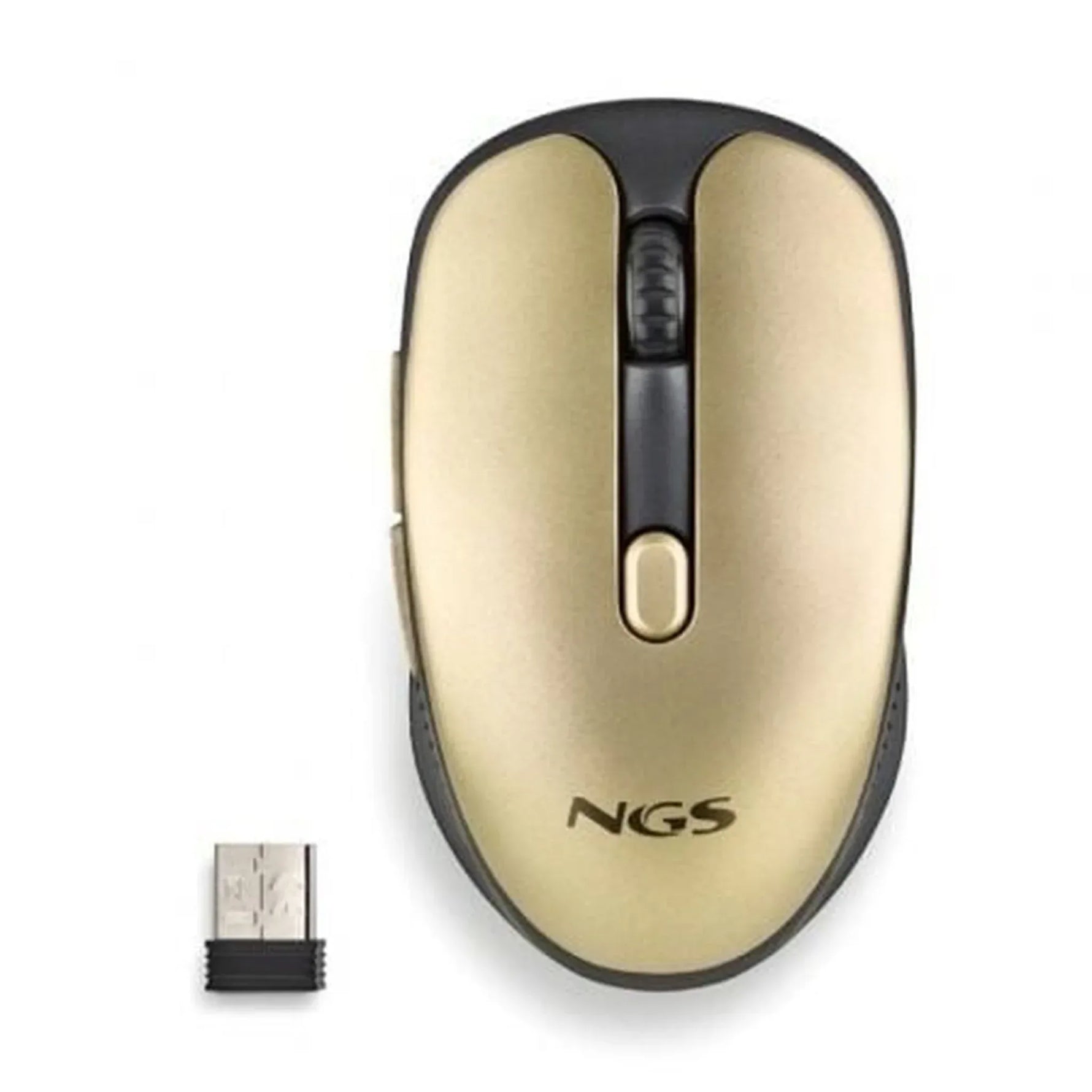Ratón Inalámbrico NGS Evo Rust/ Batería recargable/ Hasta 1600 DPI/ Dorado - PixelPlaza