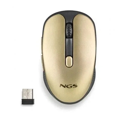 Ratón Inalámbrico NGS Evo Rust/ Batería recargable/ Hasta 1600 DPI/ Dorado - PixelPlaza