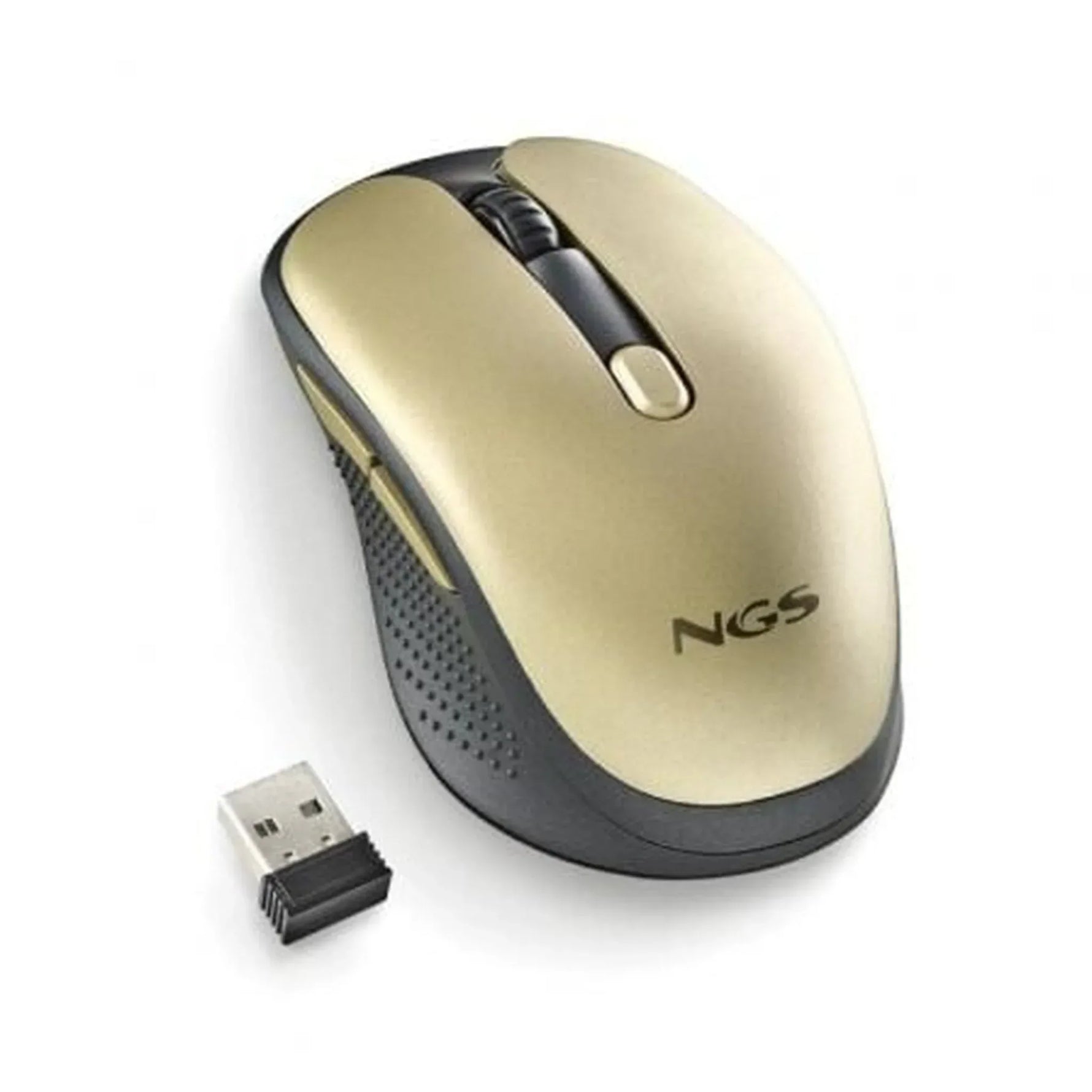 Ratón Inalámbrico NGS Evo Rust/ Batería recargable/ Hasta 1600 DPI/ Dorado - PixelPlaza