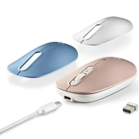 Ratón Inalámbrico por Bluetooth NGS Shell-RB/ Batería recargable/ Hasta 1600 DPI/ Azul/ Blanco/ Rosa - PixelPlaza
