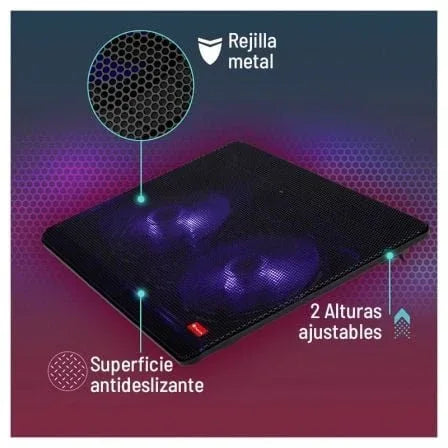 Soporte Refrigerante NGS Cooler Jetstand para Portátiles hasta 15.6"/ Iluminación LED - PixelPlaza