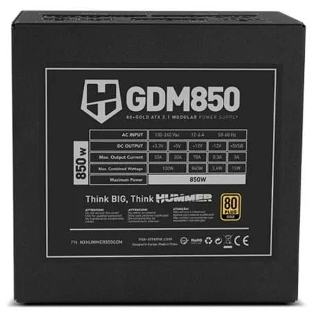 Fuente de Alimentación Nox Hummer GDM/ 850W/ Ventilador 12cm/ 80 Plus Gold - PixelPlaza