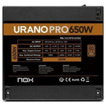 Fuente de Alimentación Nox Hummer Urano Pro/ 650W/ Ventilador 12cm/ 80 Plus Bronze - PixelPlaza