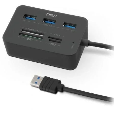 Hub USB 3.0 Nox Reader One/ 3xUSB/ 1x Lector de Tarjetas - PixelPlaza