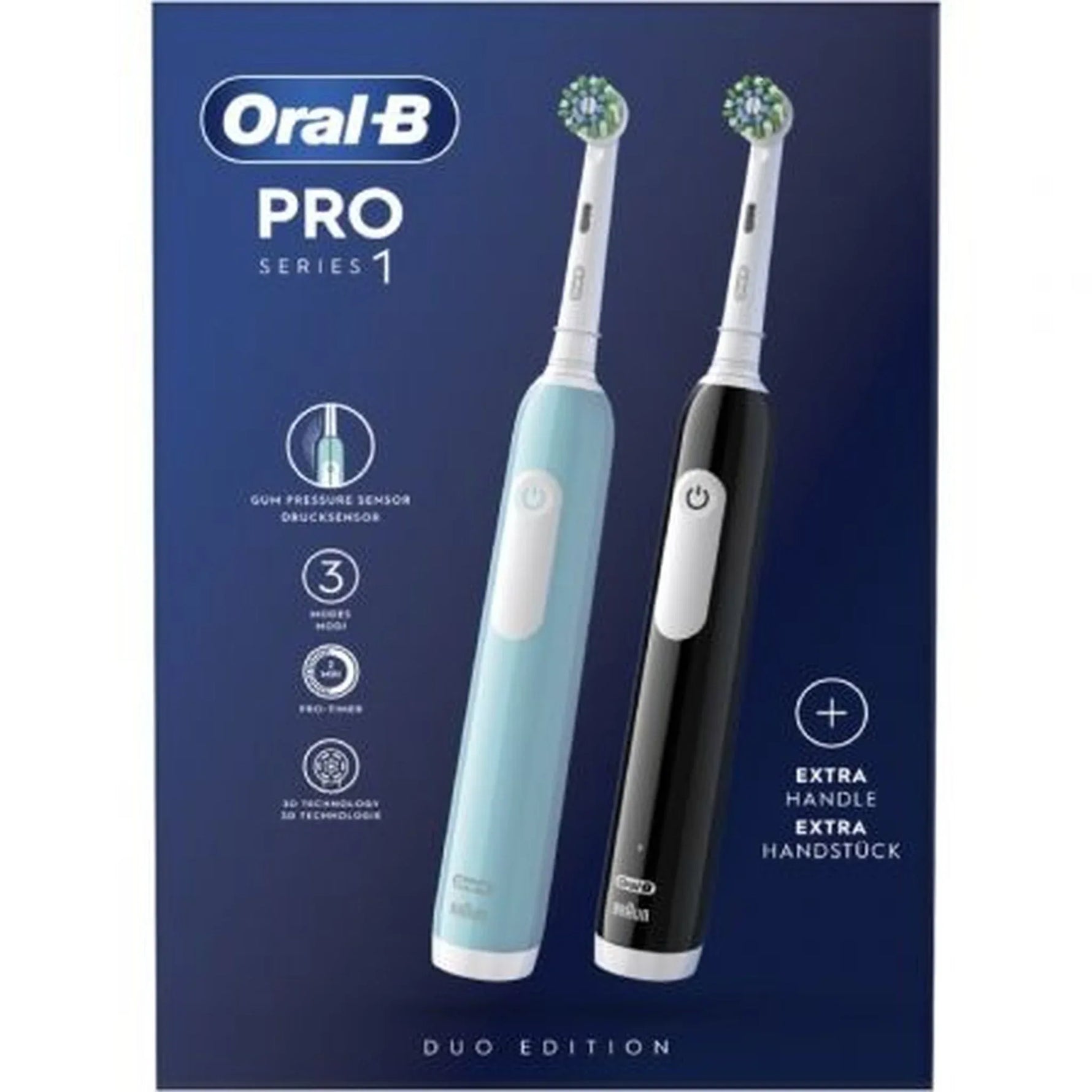 Cepillo Dental Oral-B Pro 1 Duo Edition/ Incluye 1 Recambio/ Negro y Turquesa - PixelPlaza
