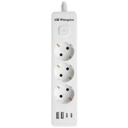 Regleta con Interruptor Orbegozo EN 3100/ 3 Tomas de Corriente/ 2 USB/ 2 USB Tipo-C/ Cable 1.4m/ Blanca - PixelPlaza