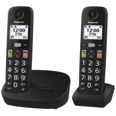 Teléfono Inalámbrico Panasonic KX-TGU112EXB/ Pack DUO/ Negro - PixelPlaza