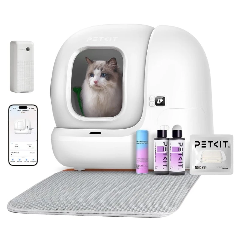 Arenero Automático PETKIT Pura Max 2 Premium Kit - Con tecnología xSecure e incluye kit de eliminación de olores - Contr