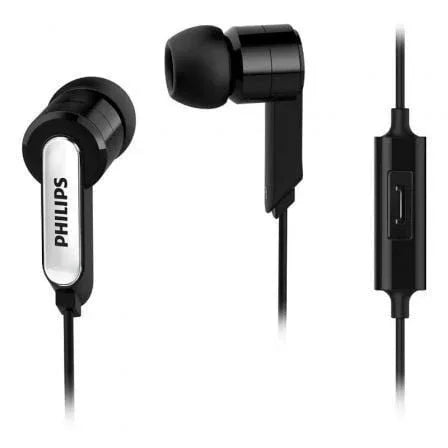 Auriculares Intrauditivos Philips SHE1405/10/ con Micrófono/ Jack 3.5/ Negros - PixelPlaza