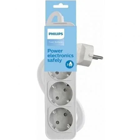 Regleta con Interruptor Philips CHP2134W/12/ 3 Tomas de corriente/ Cable 1.5m/ Blanco - PixelPlaza