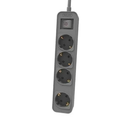 Regleta con Interruptor Philips CHP2144G/62/ 4 Tomas de corriente/ Cable 1.5m/ Gris - PixelPlaza