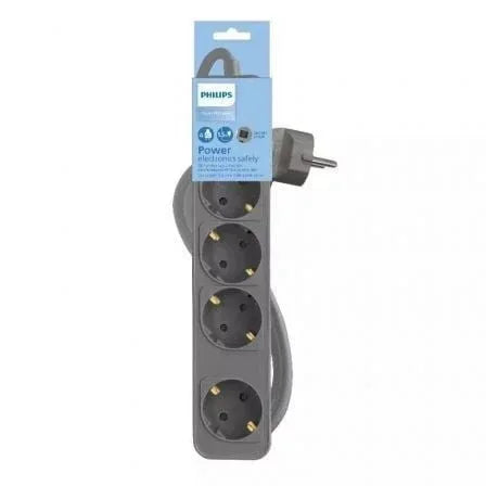 Regleta con Interruptor Philips CHP2144G/62/ 4 Tomas de corriente/ Cable 1.5m/ Gris - PixelPlaza