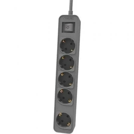 Regleta con Interruptor Philips CHP2154G/12 5 Tomas de corriente/ Cable 1.5m/ Gris - PixelPlaza