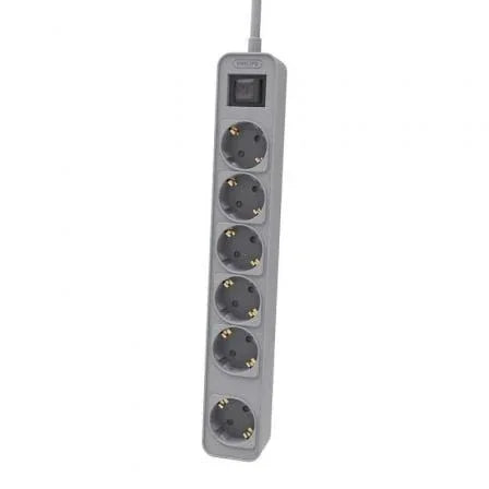 Regleta con Interruptor Philips CHP2164G/10/ 6 Tomas de corriente/ Cable 1.5m/ Gris - PixelPlaza