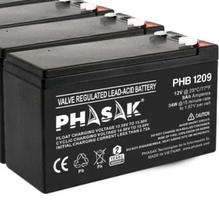 Batería Phasak PHB 1209 compatible con SAI/UPS PHASAK según especificaciones - PixelPlaza