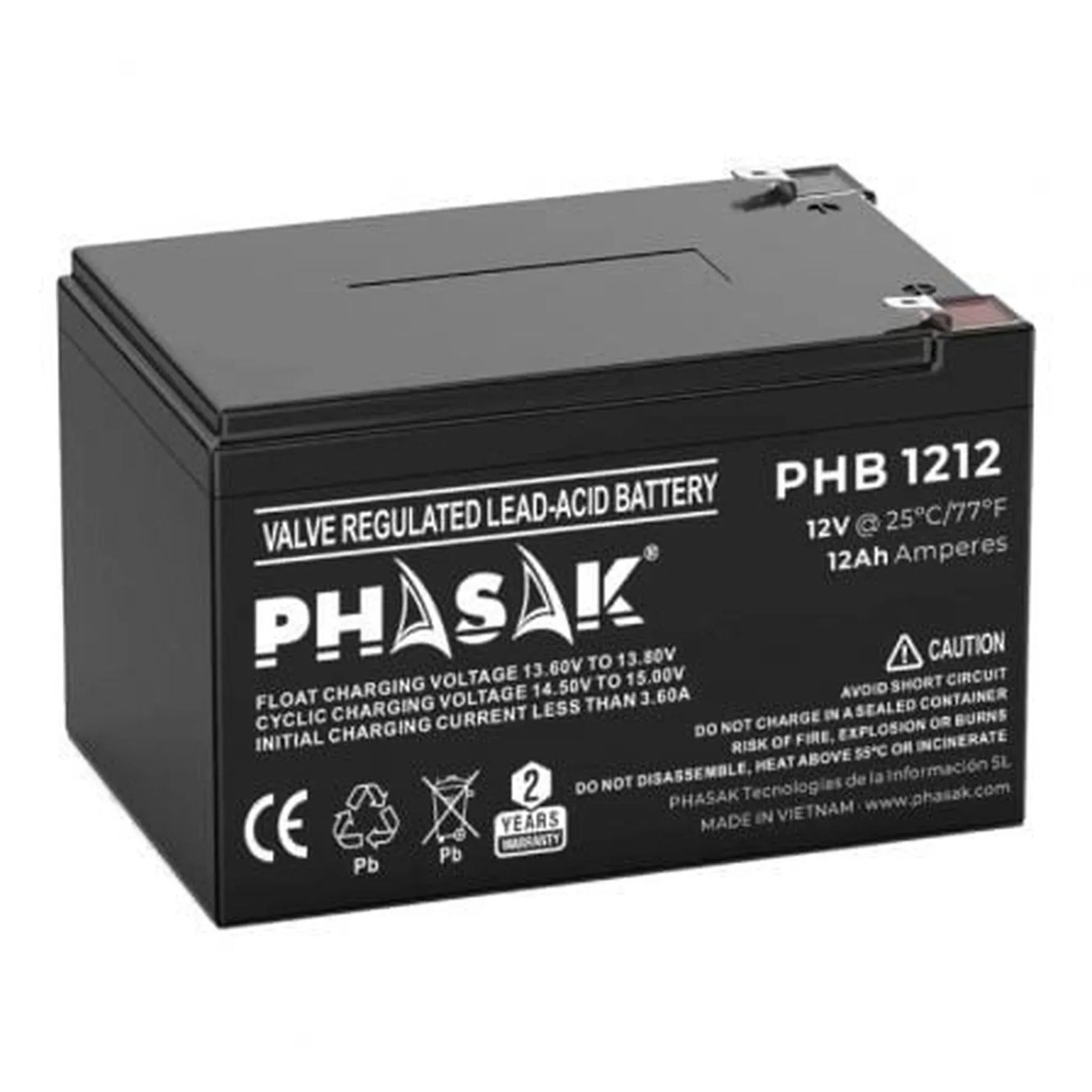 Batería Phasak PHB 1212 compatible con SAI/UPS PHASAK según especificaciones - PixelPlaza