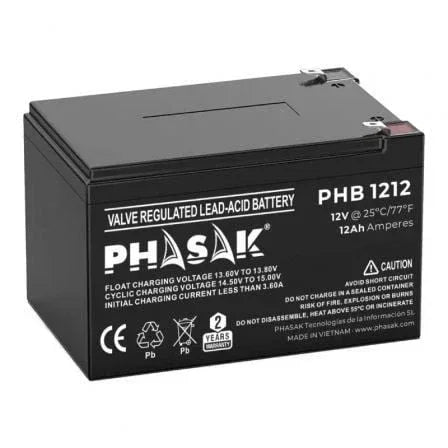 Batería Phasak PHB 1212 compatible con SAI/UPS PHASAK según especificaciones - PixelPlaza