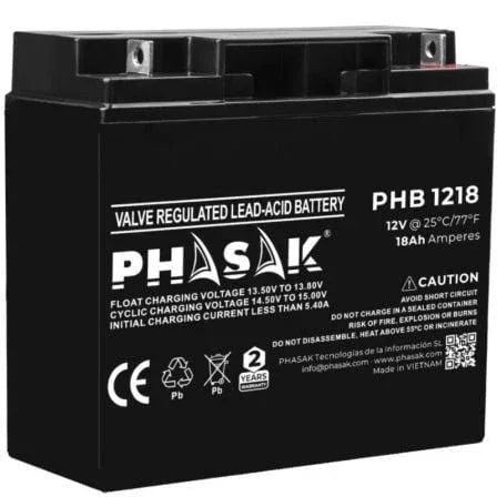 Batería Phasak PHB 1218 compatible con SAI/UPS PHASAK según especificaciones - PixelPlaza