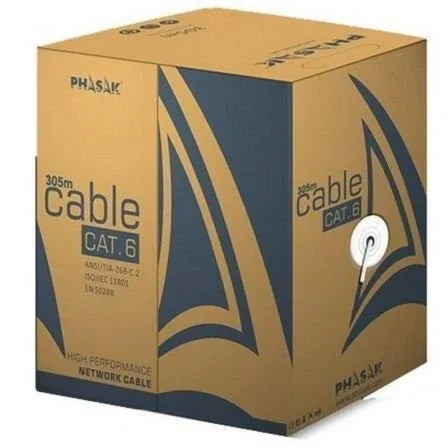 Bobina de Cable RJ45 UTP Phasak PHR 6301 Cat.6/ 305m/ Gris - PixelPlaza