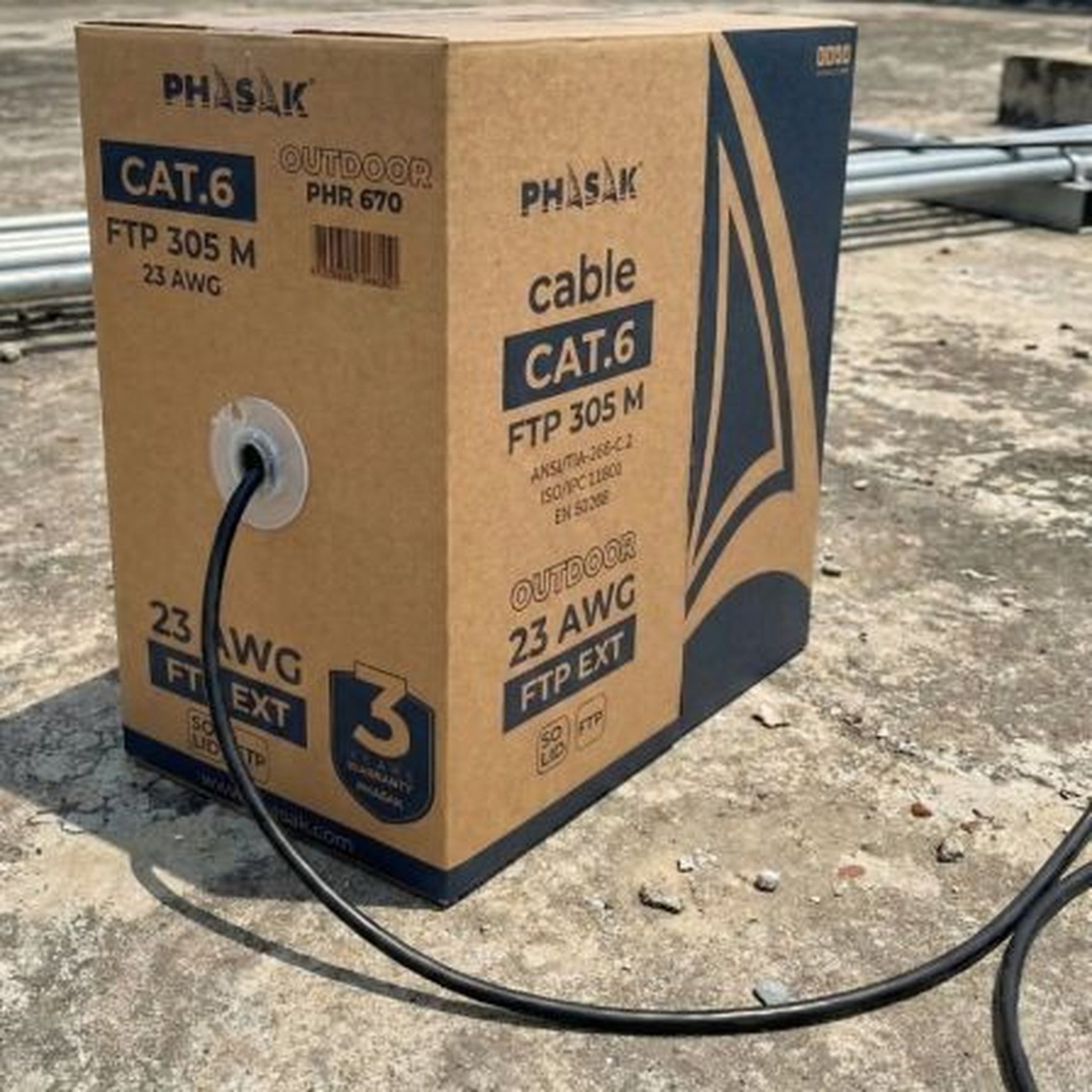 Bobina de Cable RJ45 FTP Phasak PHR 670 Cat.6/ 305m/ Gris Oscuro