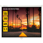 Pantalla manual videoproyector pared y techo phoenix 169´´ ratio: 1:1 - 4:3 - 16:9 · 3m x 3m posición ajustable - carcasa blanca - tela super resistente