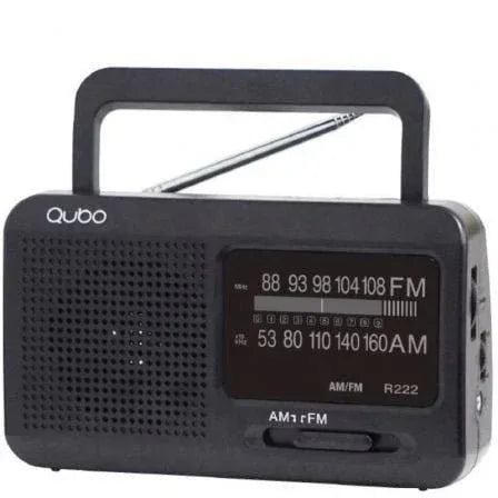 Radio Portátil Qubo R-222/ con Cable/ a Pilas/ Negra - PixelPlaza