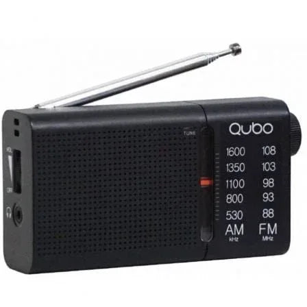 Radio Portátil Qubo RS-2/ con Cable/ a Pilas/ Negra - PixelPlaza