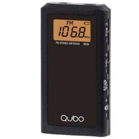 Radio Portátil Qubo RD-10/ con Cable/ a Pilas/ Negra - PixelPlaza