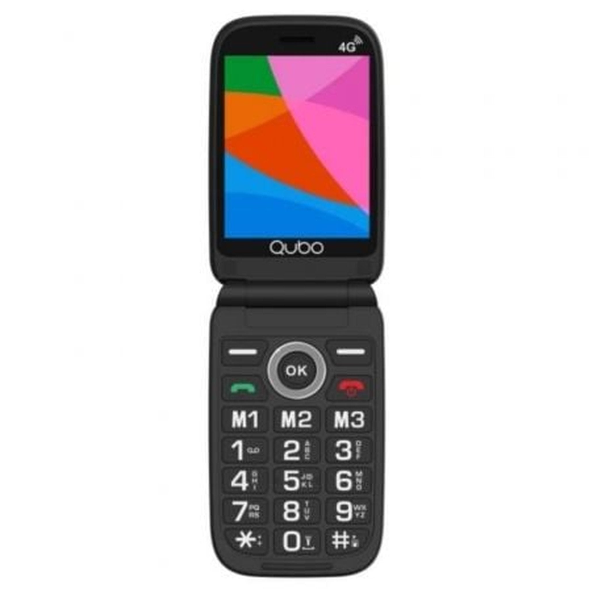Teléfono Móvil Qubo X-340 4G para Personas Mayores/ Negro