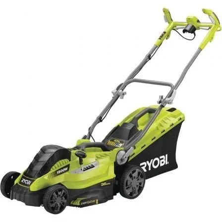 Cortacésped Ryobi RLM15E36H/ 1500W/ Corte Ø36cm/ Incluye Recolector de Hierba 45L y Adaptador Mulching - PixelPlaza
