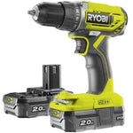 Taladro-Atornillador Sin Cable Ryobi ONE+ R18DD2-220S/ 2 baterías 18V 2,0 Ah/ Cargador 1,5 A/ Bolsa de Transporte