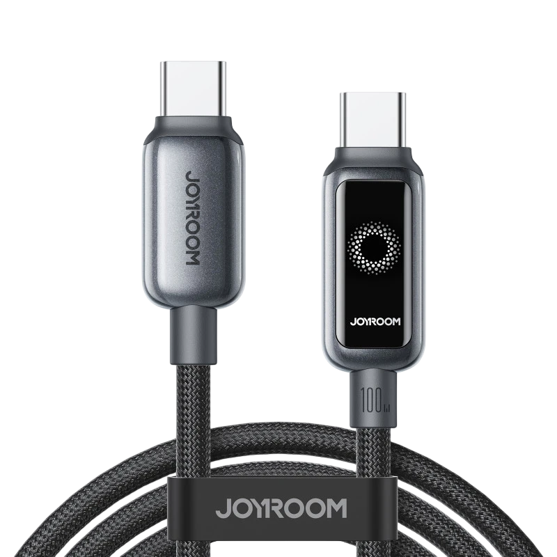 Joyroom Cable Intelligent Power‑Off 100 W USB‑C a USB‑C 1,2 m, Negro