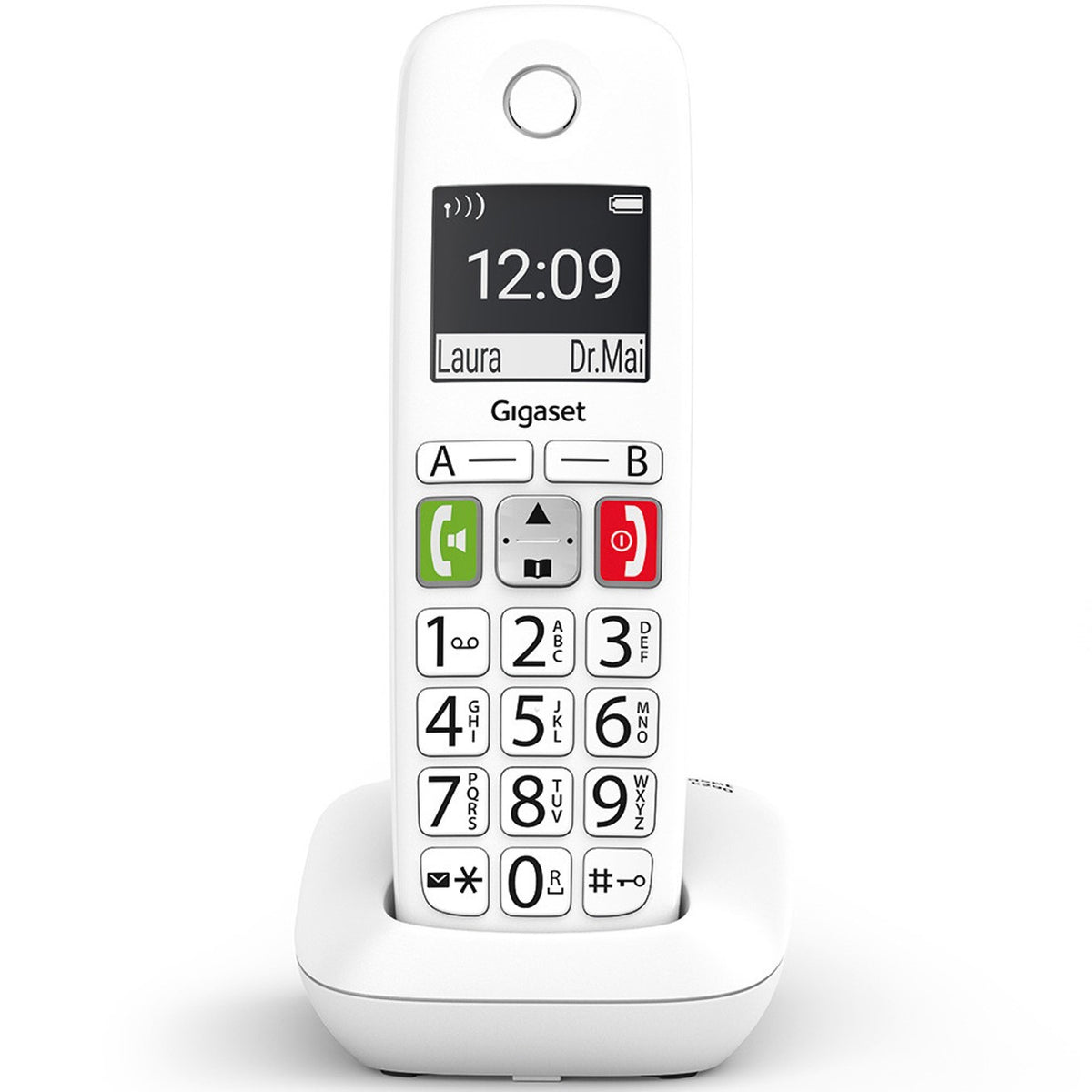 Teléfono fijo inalámbrico Gigaset e290 blanco 150 numeros · 21 tonos
