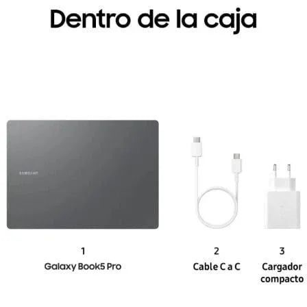 Portátil Samsung Galaxy Book5 Pro Intel Core Ultra 7-256V/ 16GB/ 512GB SSD/ 14" Tactil/ Win11 Pro - PixelPlaza