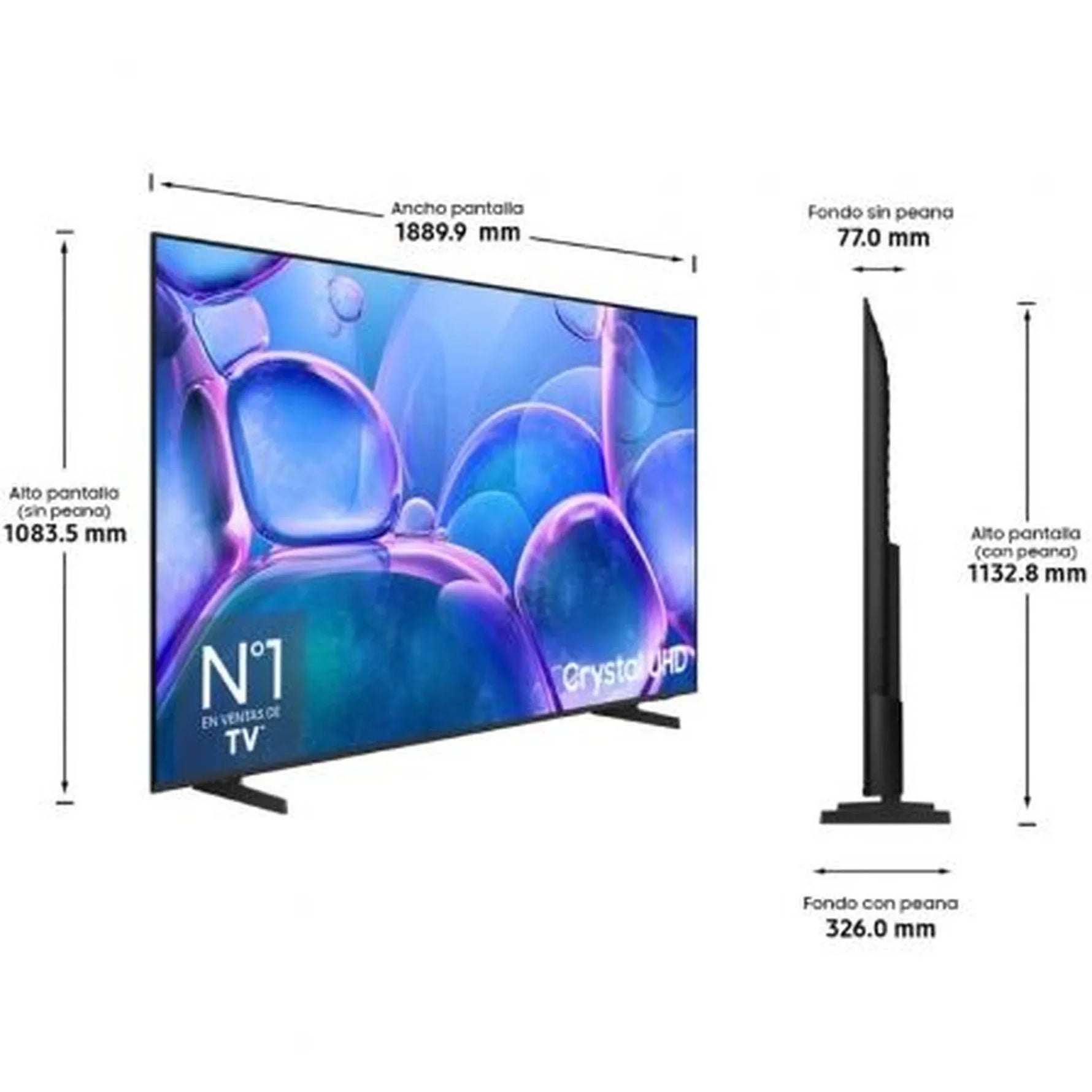 Televisor Samsung Crystal UHD TU85U7025FK 85"/ Ultra HD 4K/ Smart TV/ WiFi - PixelPlaza